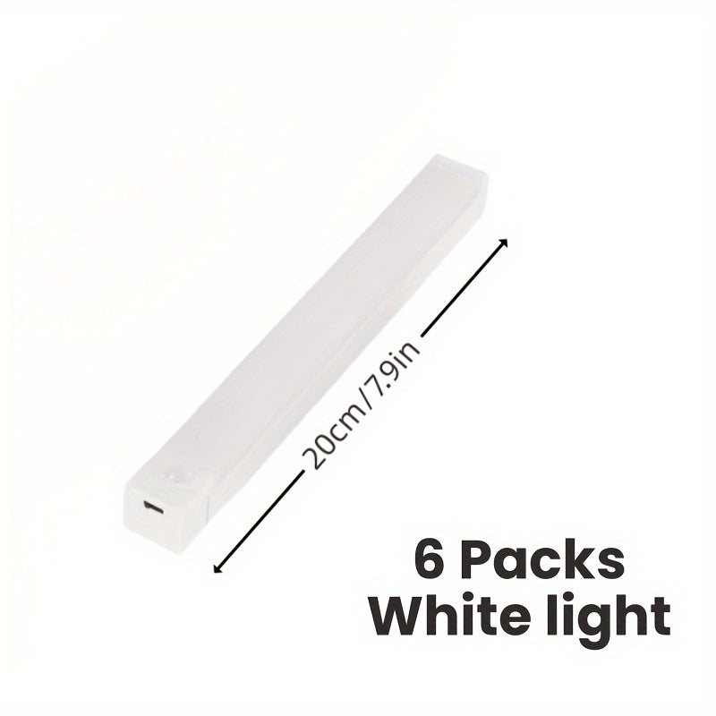 6 Motion Sensor Cabinet Lights, LED Closet Lights, USB Rechargeable Indoor Night Lights for Kitchen Wardrobe Cabinet Stairway Hallway Shelves