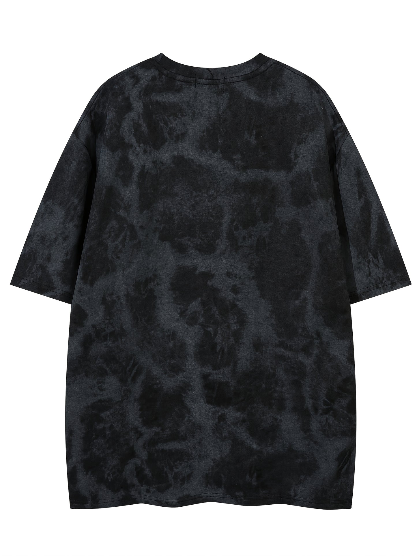 Men's Summer Fashion Tie-Dye Vintage Letter Embroidery Short Sleeve T-Shirt, Casual Round Neck, Polyester and Elastane Blend, Plus Size Tshirts