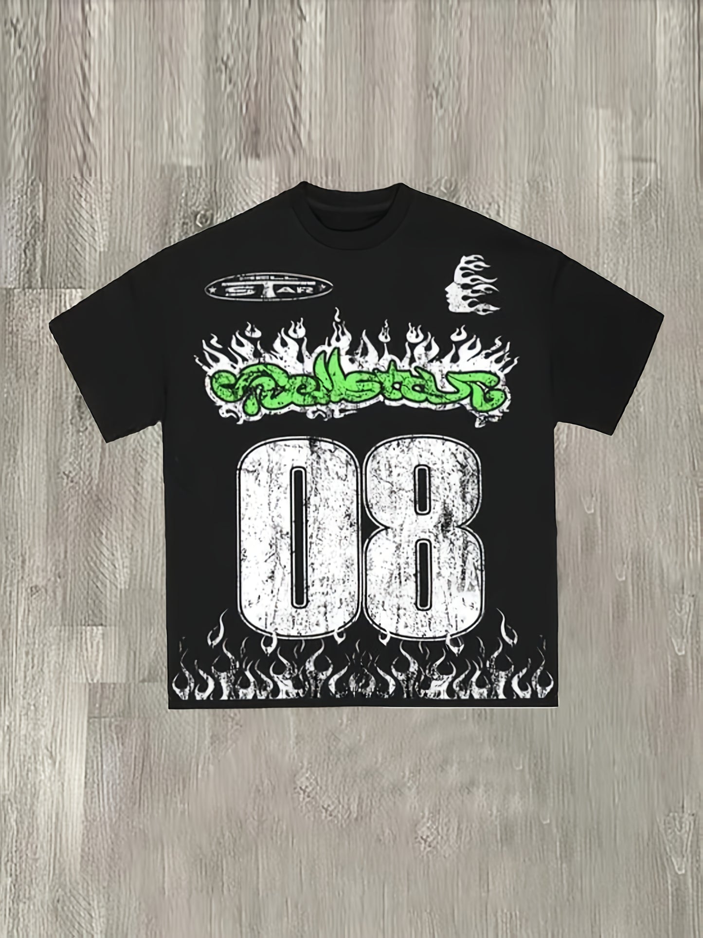 1pc Y2K Style Anime-Inspired T-Shirt, 100% Polyester Knit Fabric, Crew Neck with Contrast Collar, Regular Length, All-Season Comfort, Hand-Drawn Graphic Tee