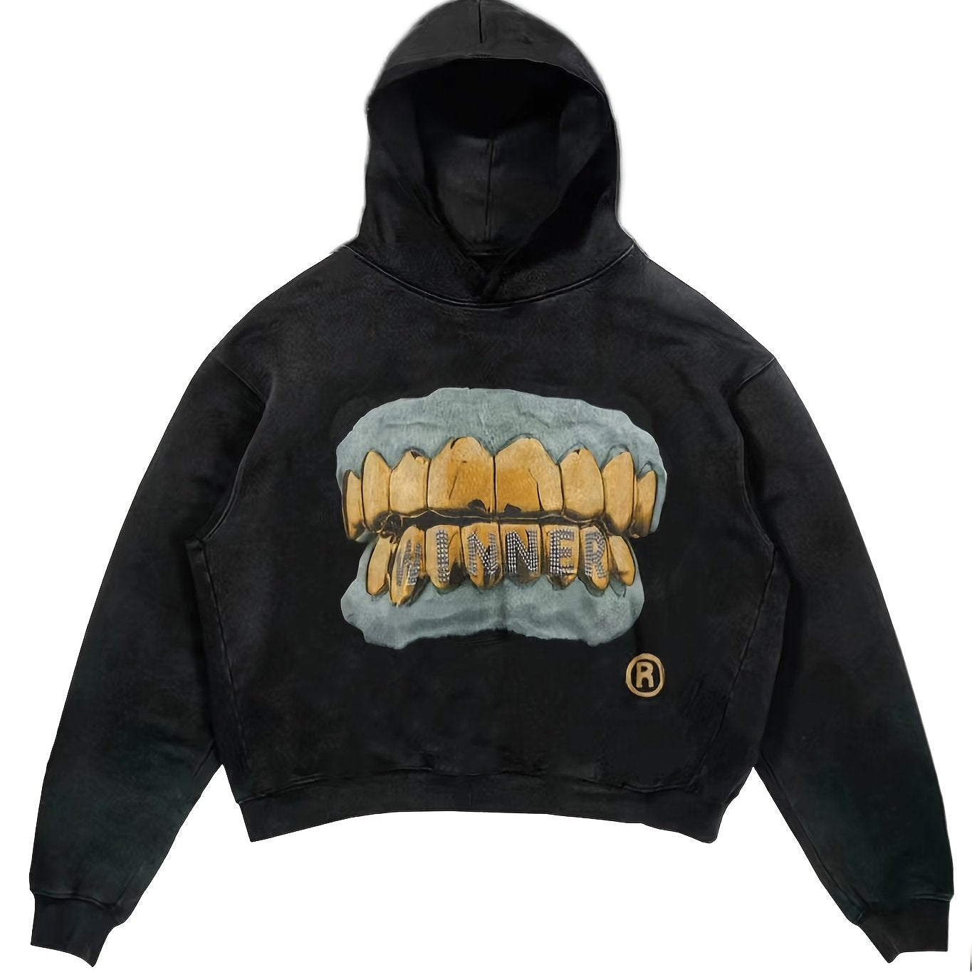Y2K Tooth Print Hoodie, Casual Long Sleeve Hooded Sweatshirt For Fall & Winter, Women's Clothing