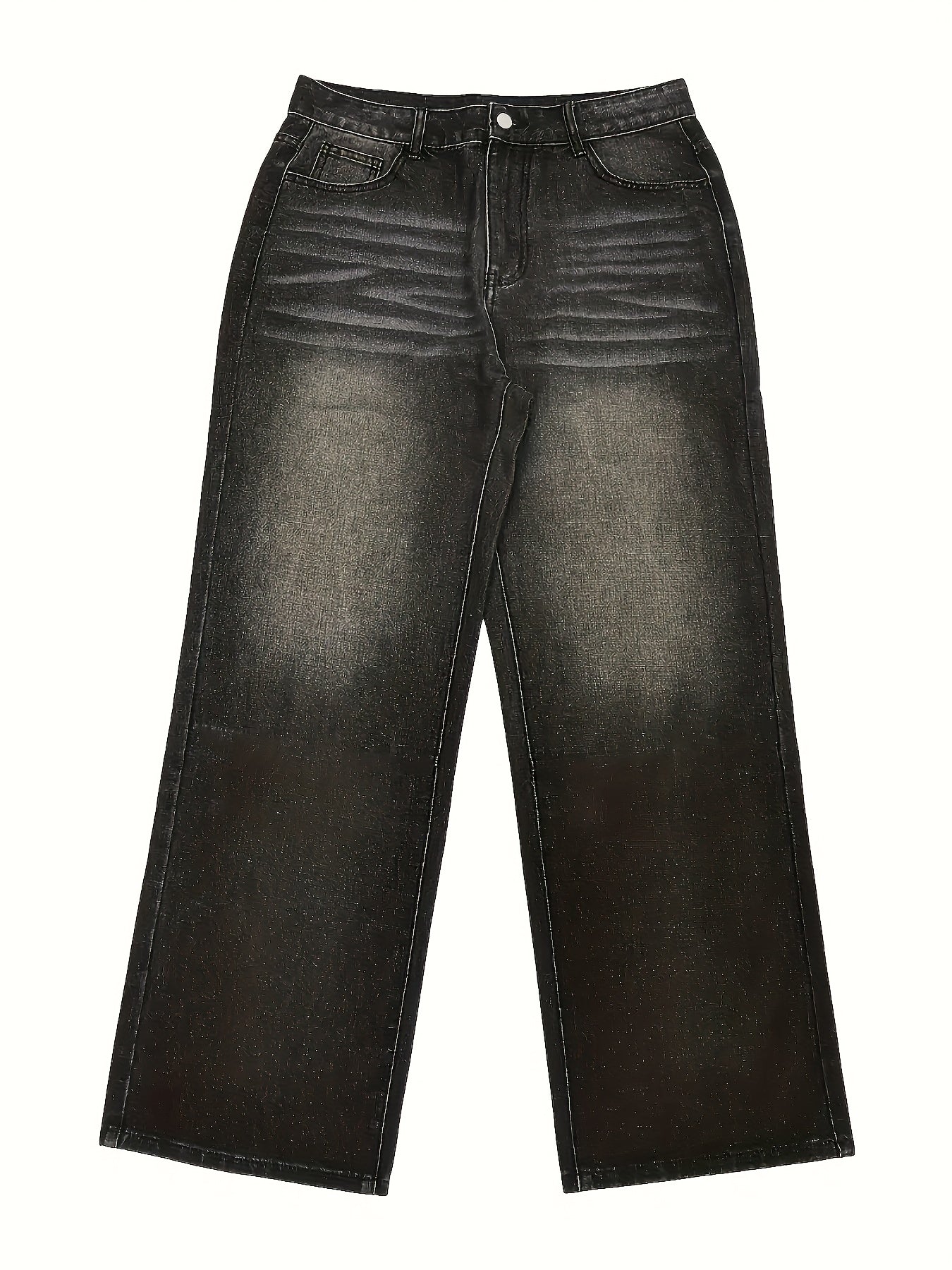 Men's Y2K-Inspired Black Loose Fit Jeans - Casual Street Style, Cotton Blend, Non-Stretch Denim