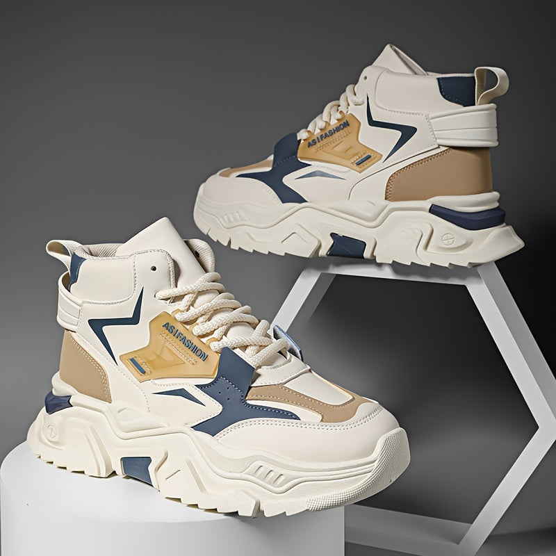 Men's Four Season High Top Sneakers - Multi-functional Fashion Skate Shoes, Lace-up Closed, Suitable For Four Seasons, Plus Size Men's Shoes