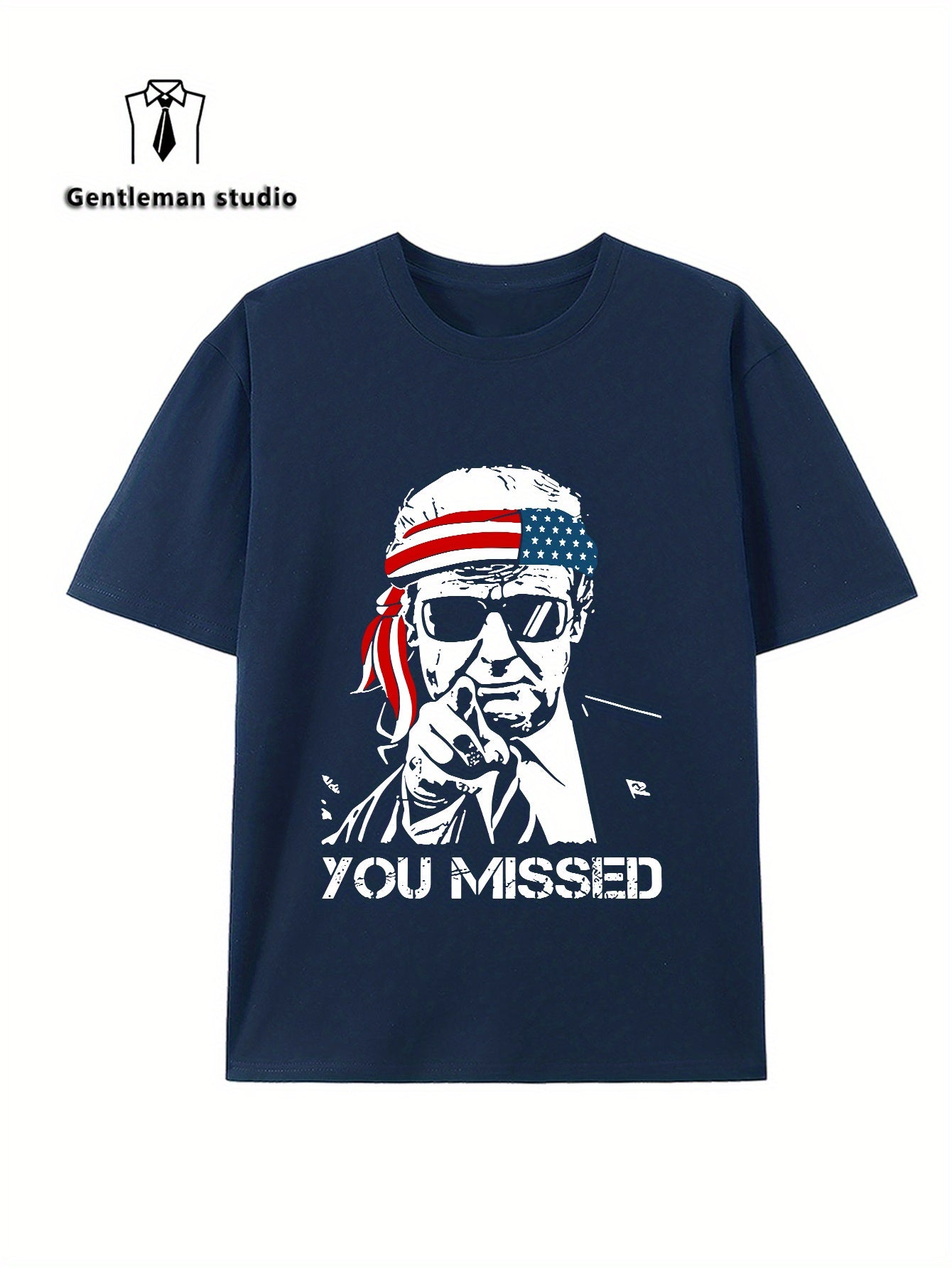 YOU MISSED Print Tee Shirt, Tees for Men, Casual Short Sleeve T-shirt for Summer