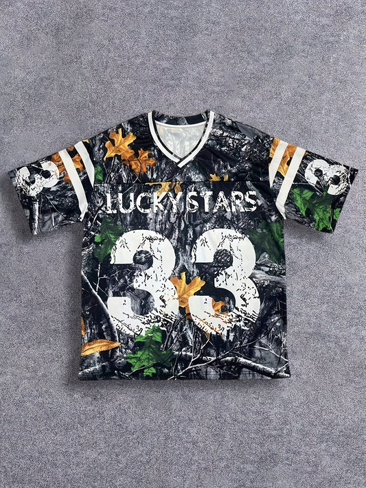 Full Print Camo Real Tree Outdoor Streetwear Rugby Jersey Vintage Men's Sports Retro Soccer Basketball Mesh Unisex Boxy Cropped Jersey Football T-shirt For Men