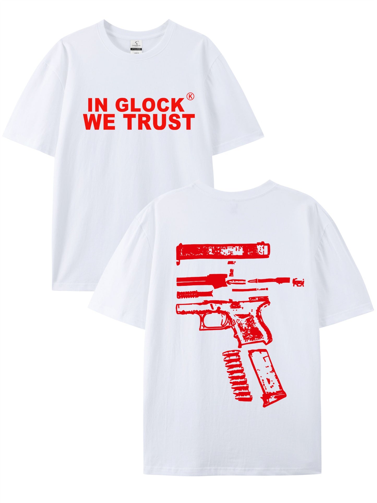 In Glock We Trust" Men's Cotton T-Shirt - Soft, Comfortable & Stylish with Unique Letter Print Design