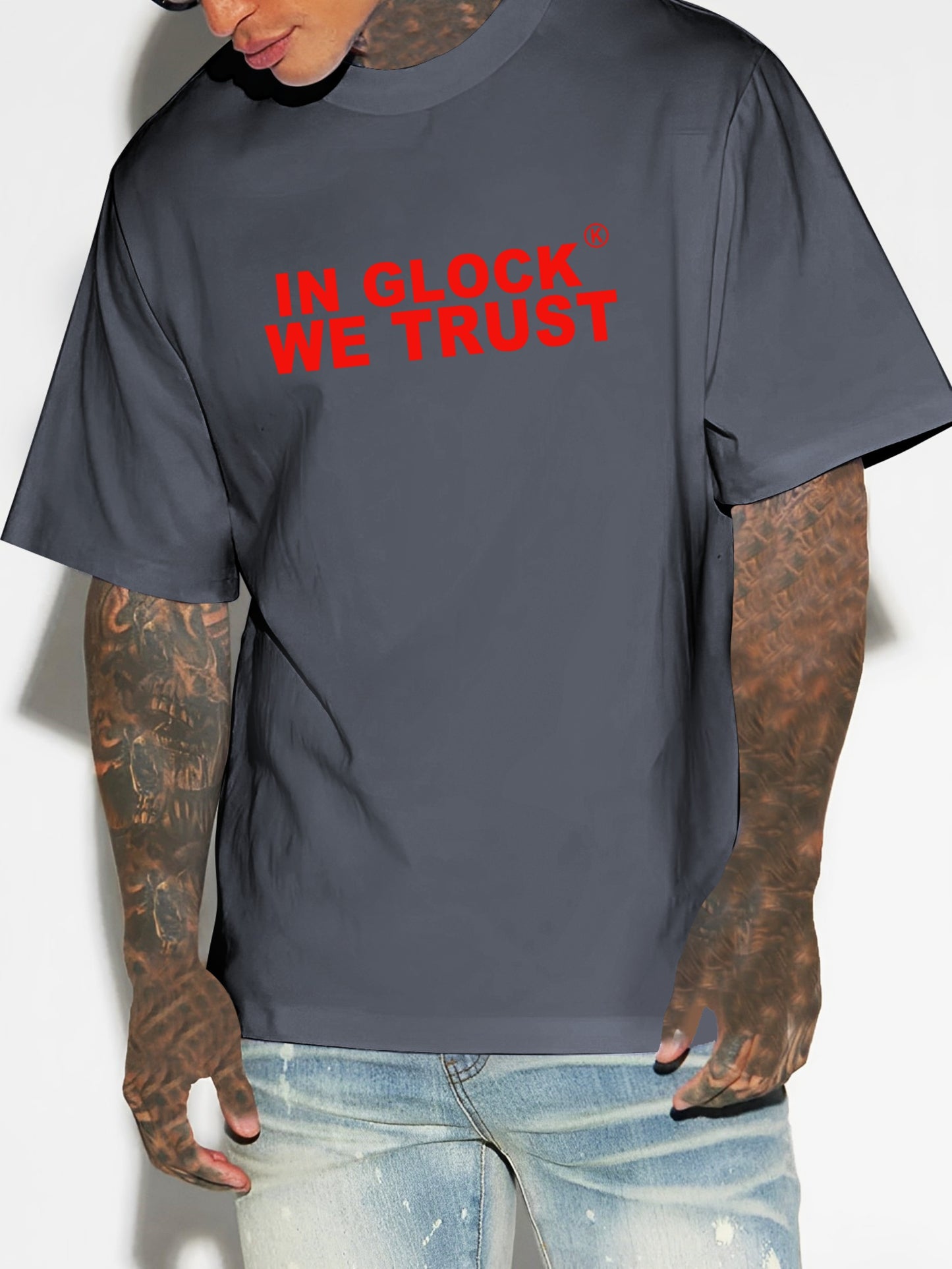 In Glock We Trust" Men's Cotton T-Shirt - Soft, Comfortable & Stylish with Unique Letter Print Design