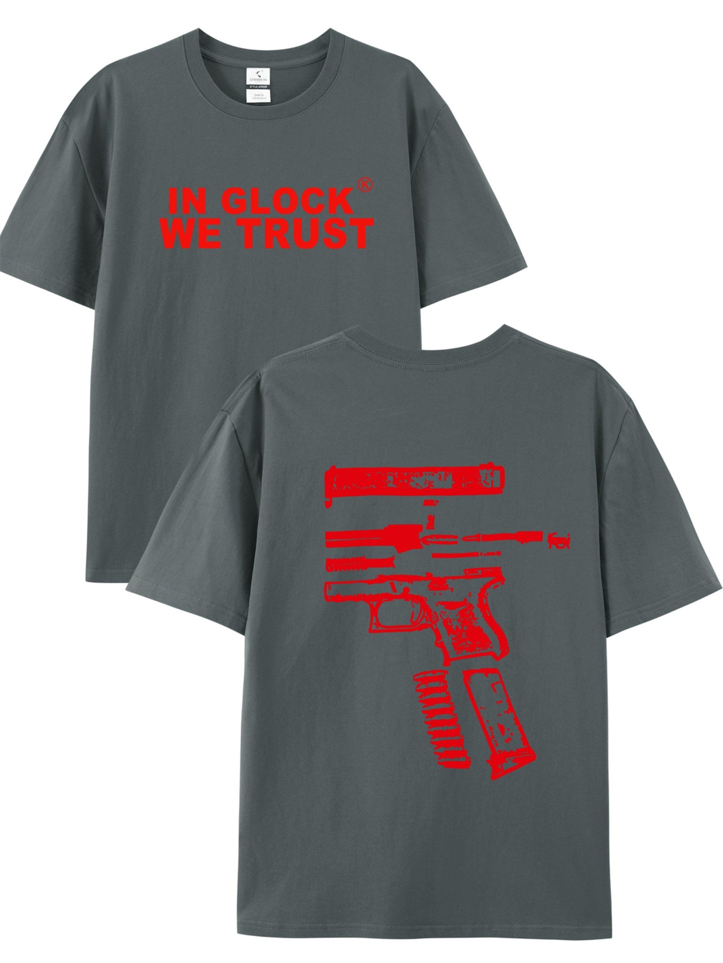 In Glock We Trust" Men's Cotton T-Shirt - Soft, Comfortable & Stylish with Unique Letter Print Design