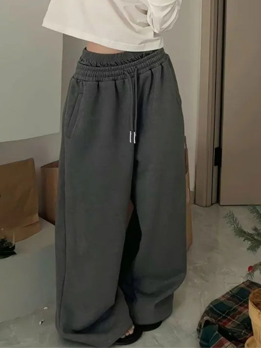 Y2K Fashion High-Waisted Wide Leg Pants For Women, Polyester Fabric, Machine Washable, All-Season