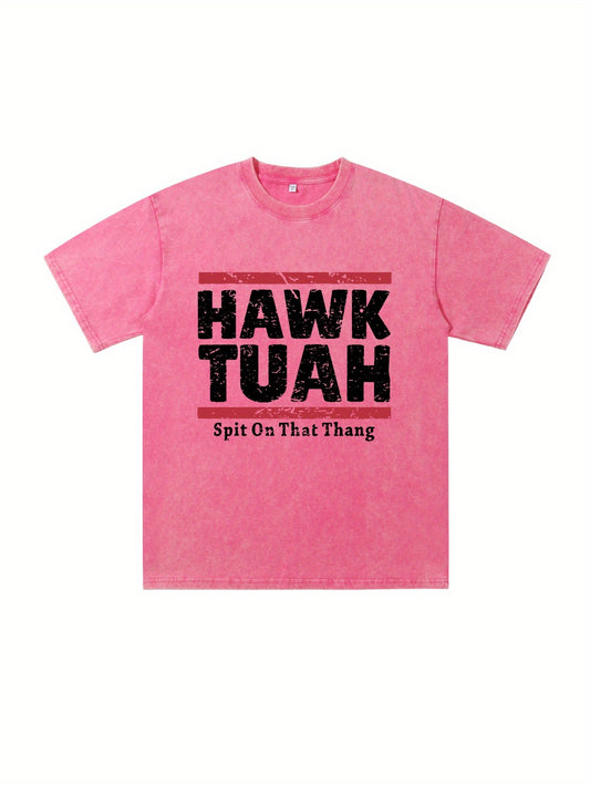 HAWK TUAH Pure Cotton Vintage Trendy Brand T-shirt, Short Sleeved Round Neck T-shirt, with A Certain Thickness Suitable for Summer Wearing T-shirt