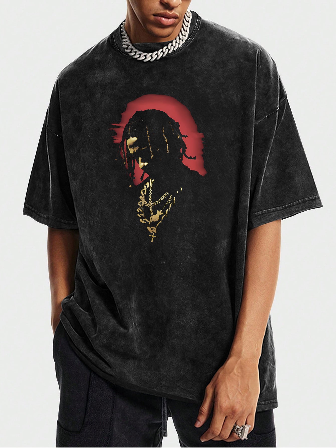 Pure Cotton Vintage Trendy Brand T-shirt, Short Sleeved Round Neck T-shirt, with A Certain Thickness Suitable for Summer Wearing T-shirt