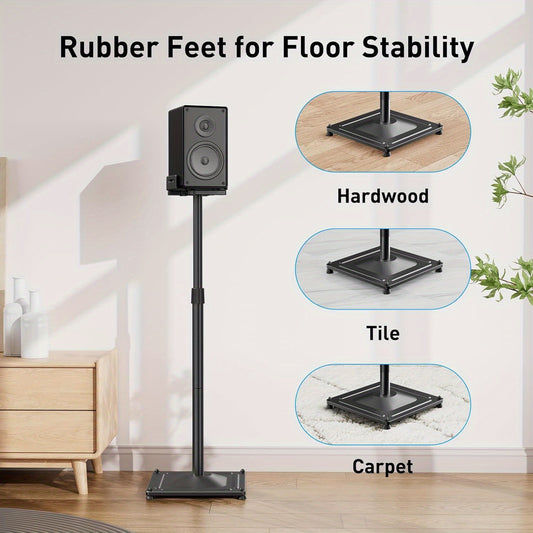 Universal Speaker Stands Height Adjustable Extend 33.3‘’-45.1" Compatible with Satellite Speakers & Bookshelf Speakers up to 11lbs-1 Pair PSSS2 Black