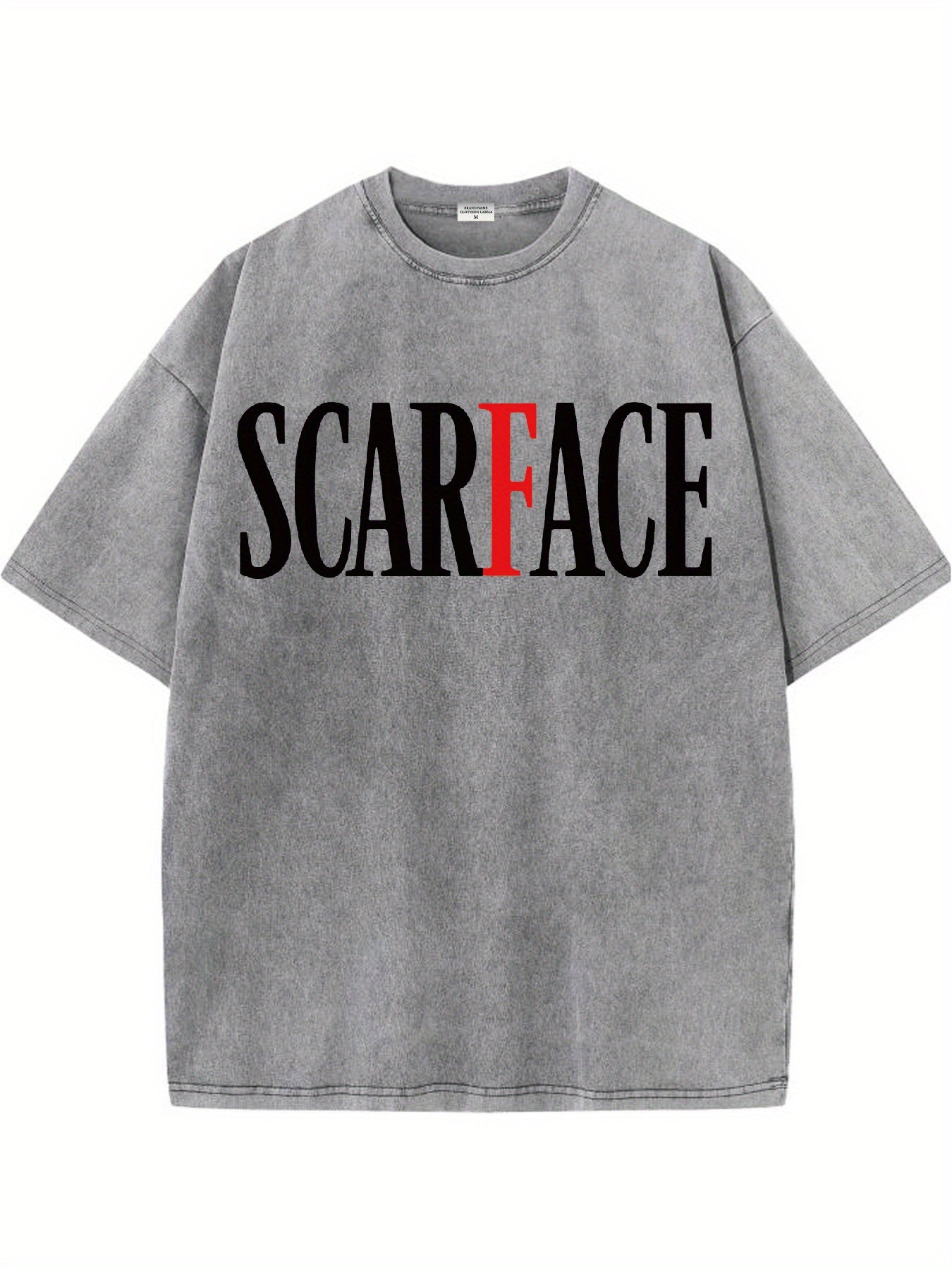 Scarface Logo Black T-Shirt, Retro style, classic men's round neck distressed short sleeved shirt, pure cotton skin friendly, trendy and versatile