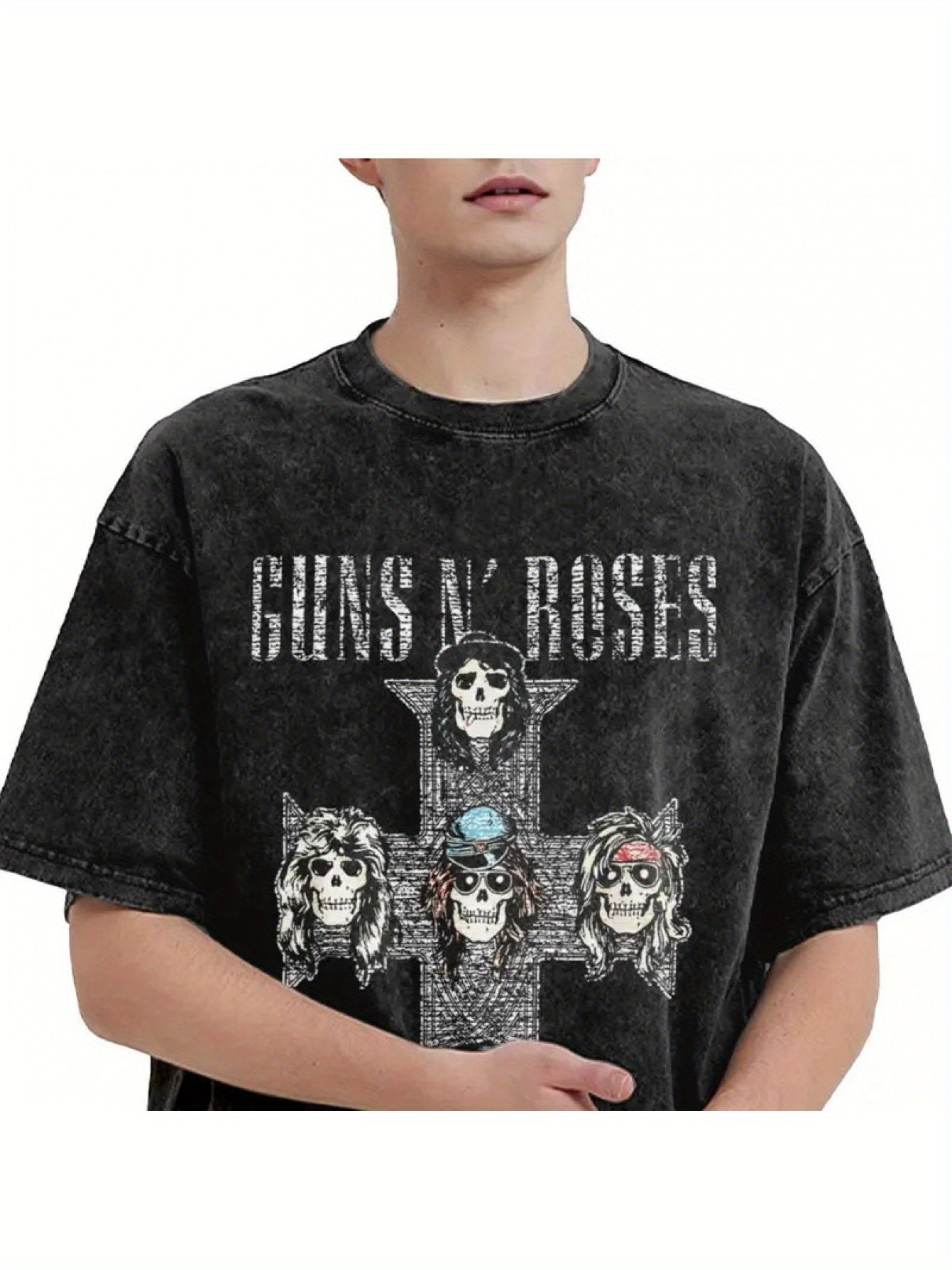 Guns N' Roses Vintage-Inspired Cotton T-Shirt - Hip Hop Streetwear for Men & Women, Short Sleeve, Round Neck, Machine Washable