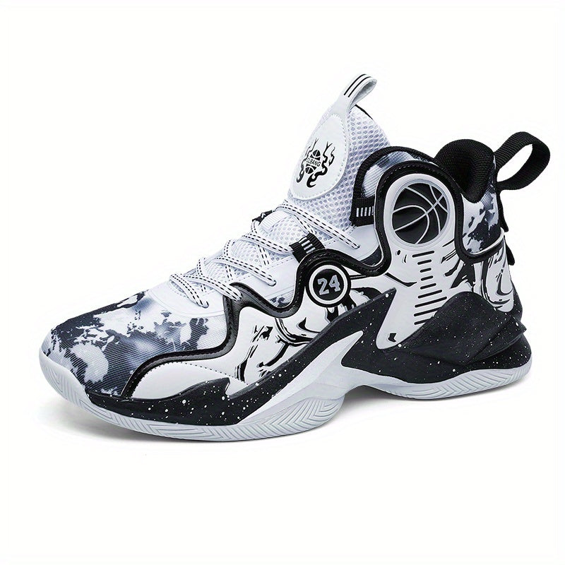 Men' s basketball shoes breathable and non slip outdoor fashion graffiti training shoes sports shoes