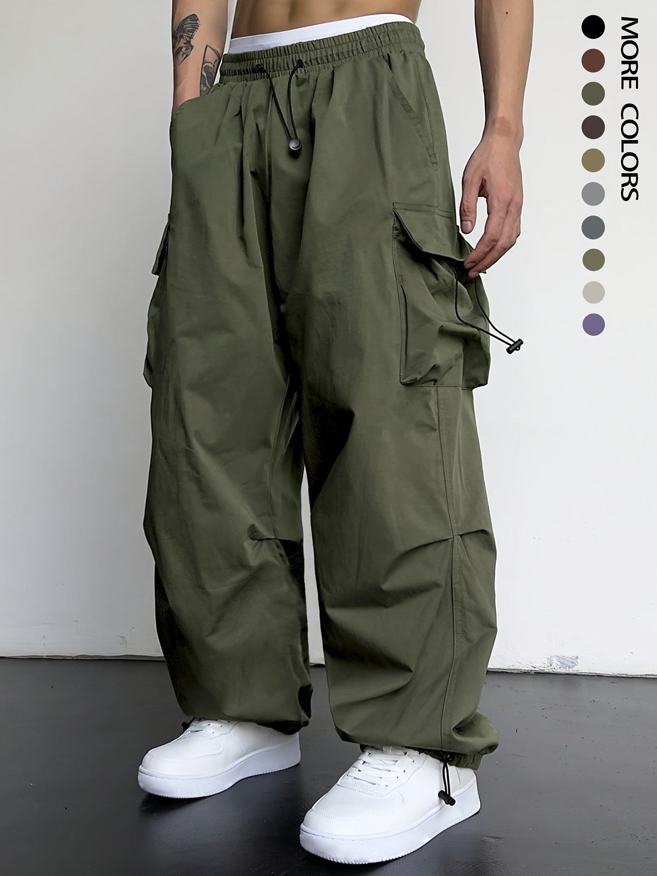 Men's Casual Y2k Loose Fit Cargo Pants, Chic Street Style Flap Pocket Pants