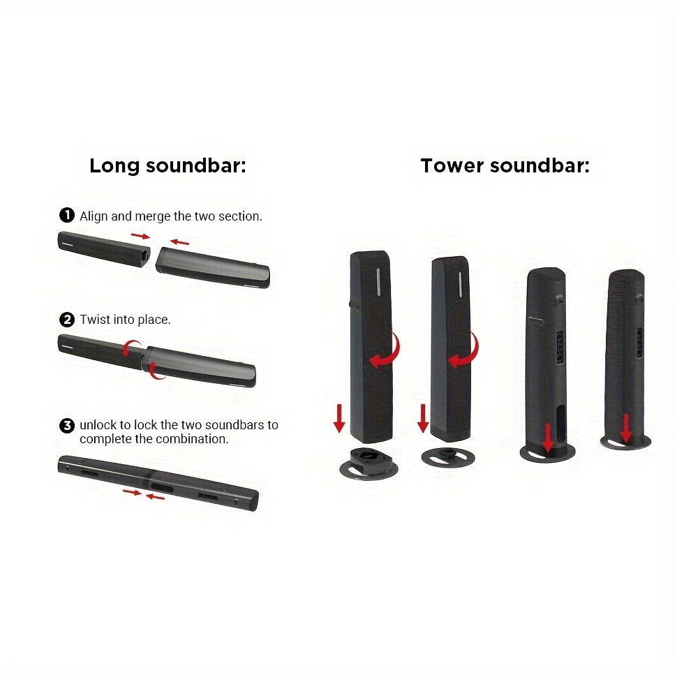 Sound Bar for Smart TV, 60W Soundbar with Wired & Wireless Connect, Auto Volume Boost, ARC/Optical/AUX Cables & Remote, 2in 1 Separable Soundbar