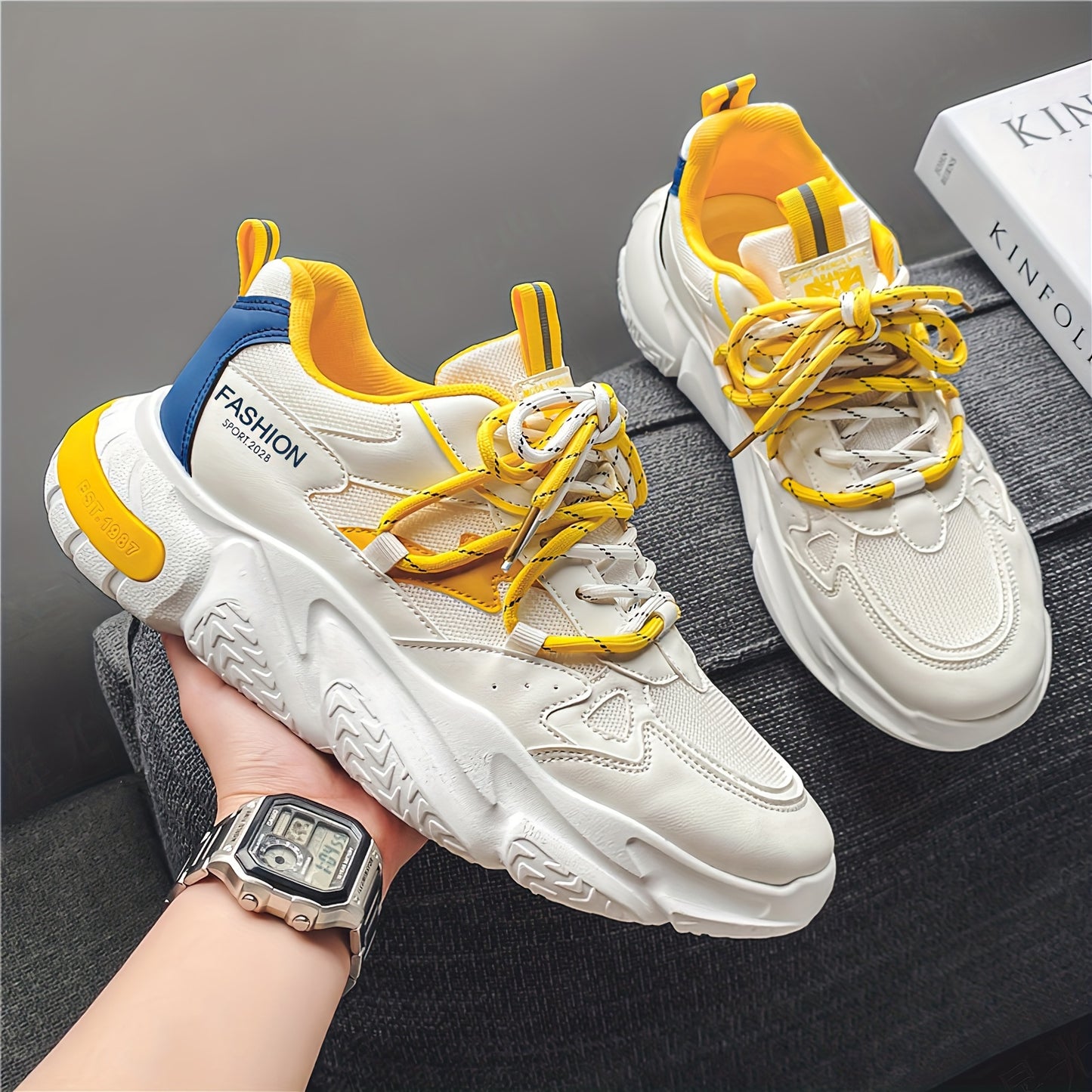 Light luxury men's shoes autumn new breathable casual sports shoes men's fashion versatile trendy thick-soled dad shoes