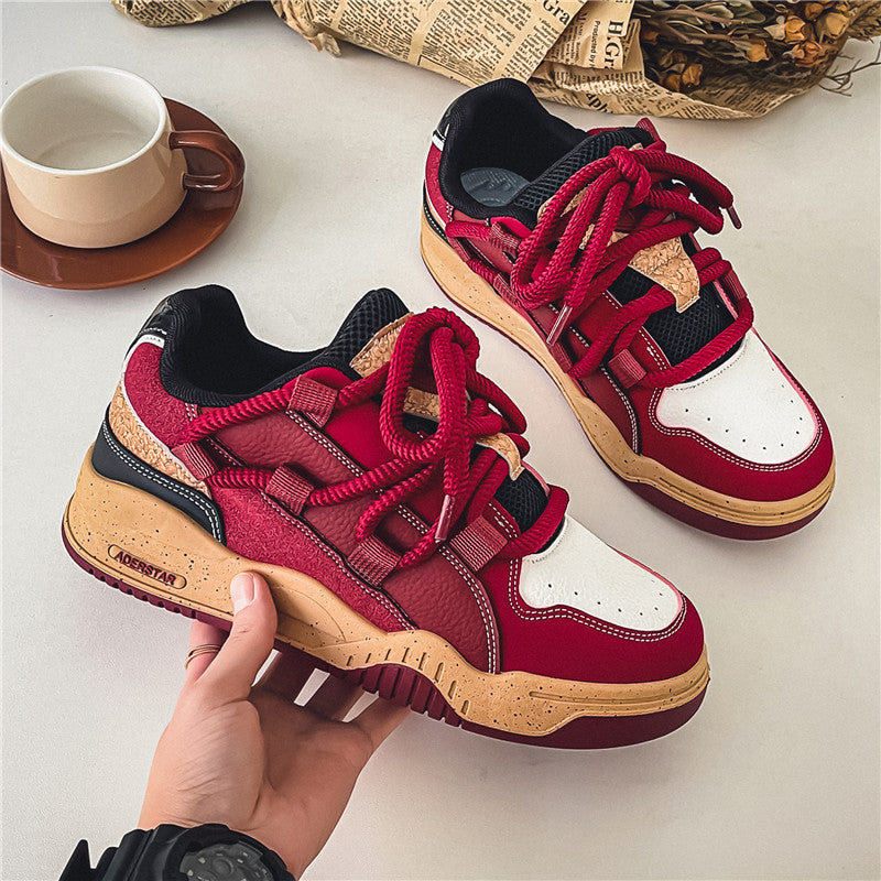 Women's casual sneakers with new college wind niche fashion Joker non-slip soft-soled warm bread shoes.