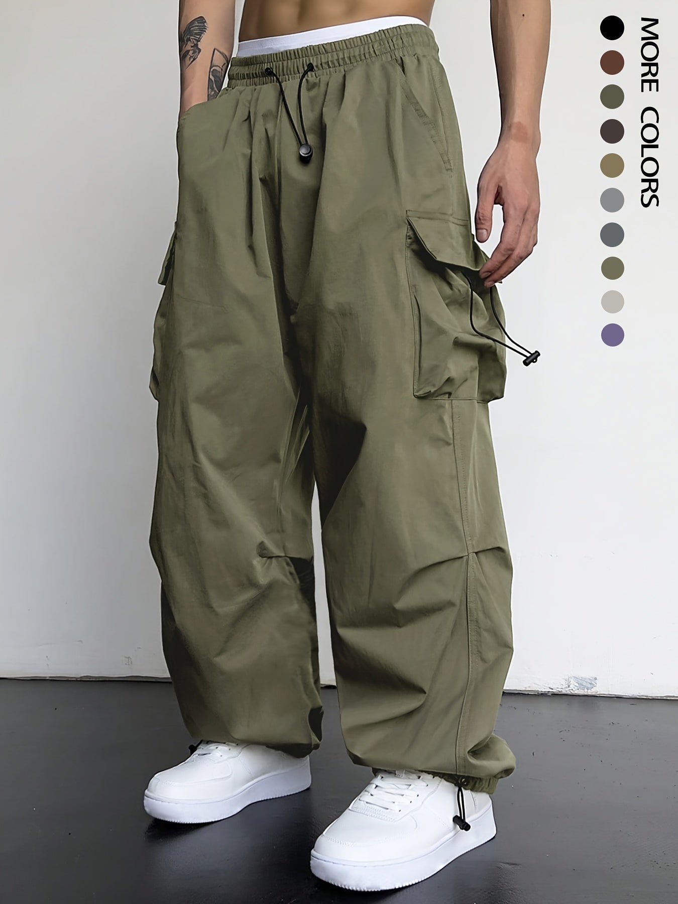 Men's Casual Y2k Loose Fit Cargo Pants, Chic Street Style Flap Pocket Pants