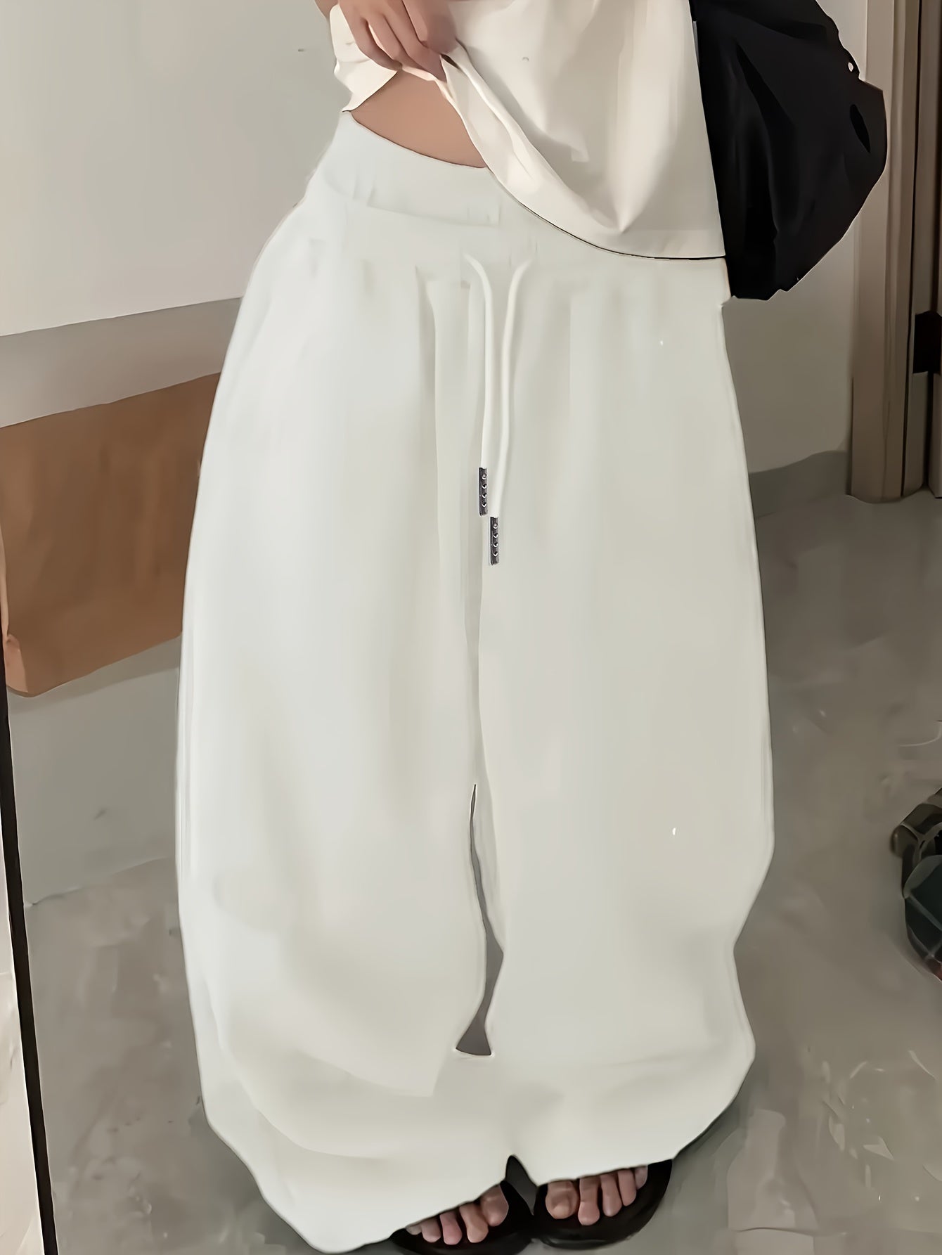 Y2K Fashion High-Waisted Wide Leg Pants For Women, Polyester Fabric, Machine Washable, All-Season