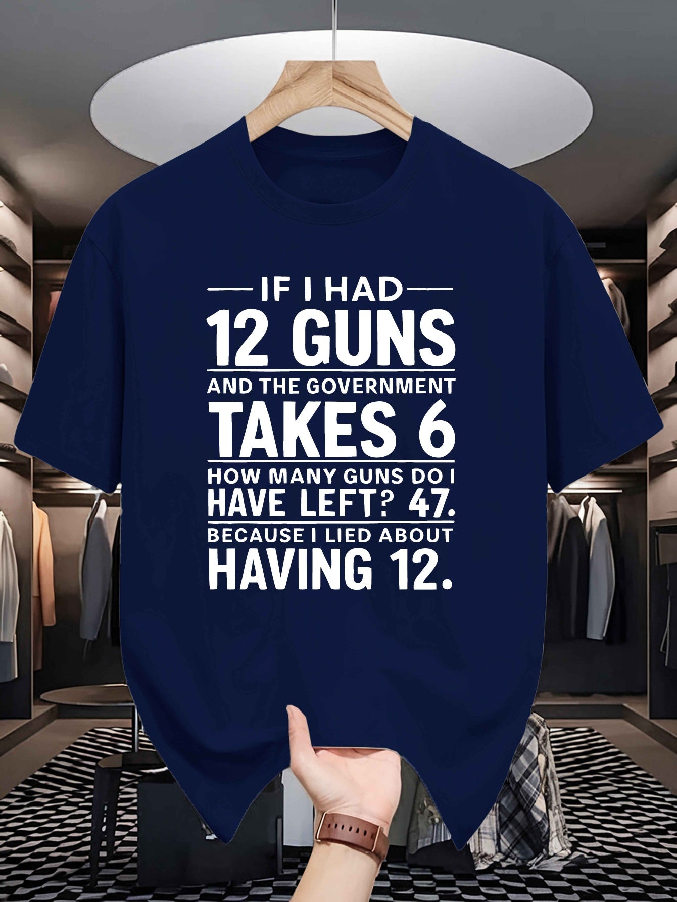 Men's 'If I Had 12 Guns' Graphic Tee - Casual Short-Sleeve T-Shirt, Breathable Polyester Blend, Perfect for Summer