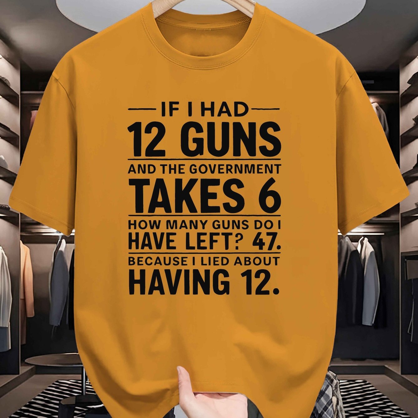 Men's 'If I Had 12 Guns' Graphic Tee - Casual Short-Sleeve T-Shirt, Breathable Polyester Blend, Perfect for Summer