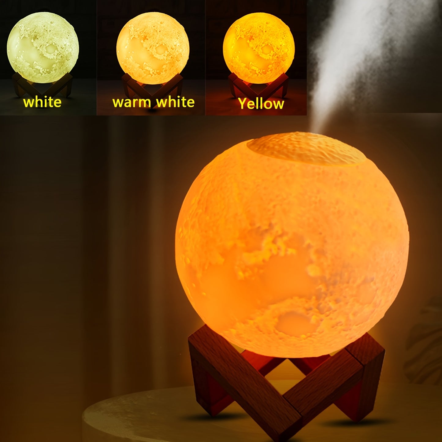 USB Moon Lamp with Aromatherapy & Humidifier - LED Night Light for Bedroom and Office Desk