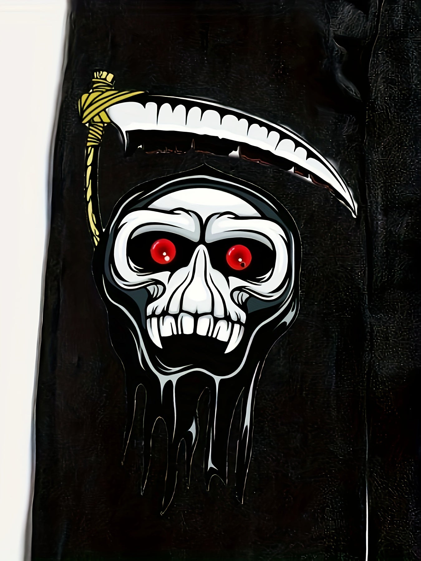 1pc Y2K Street Style Skull Print Denim Pants, Cotton Blend, Non-Stretch Fabric, Loose Fit, Halloween Pattern, All-Season, Regular Length, Woven, Washed Finish - 30% Cotton, 43% Polyester, 27% Rayon