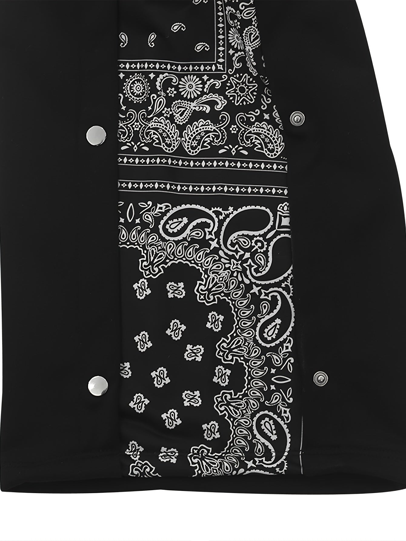 Men's Paisley Pattern Loose Fit Wide Leg Drawstring Sweatpants With Button Detail, Street Fashion Bottoms For Male