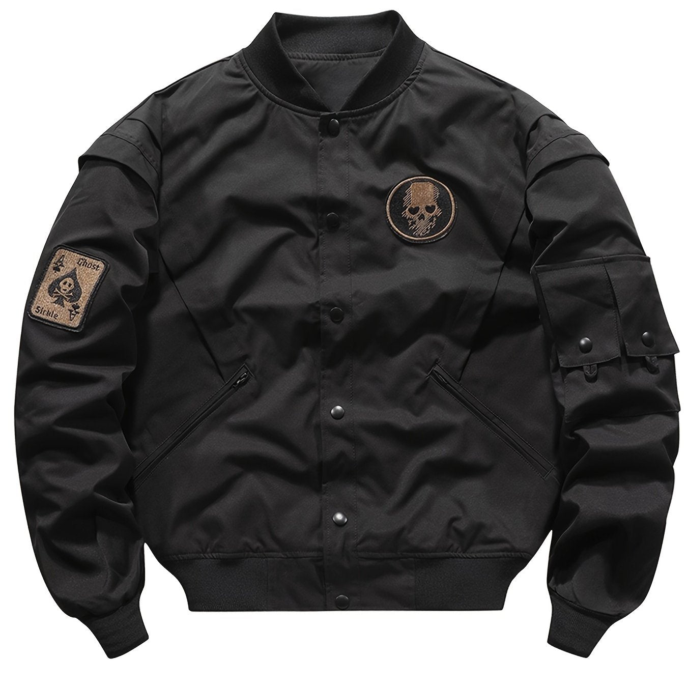 Men's Baseball Collar Lightweight Military Bomber Windbreaker Embroidery Varsity Jacket