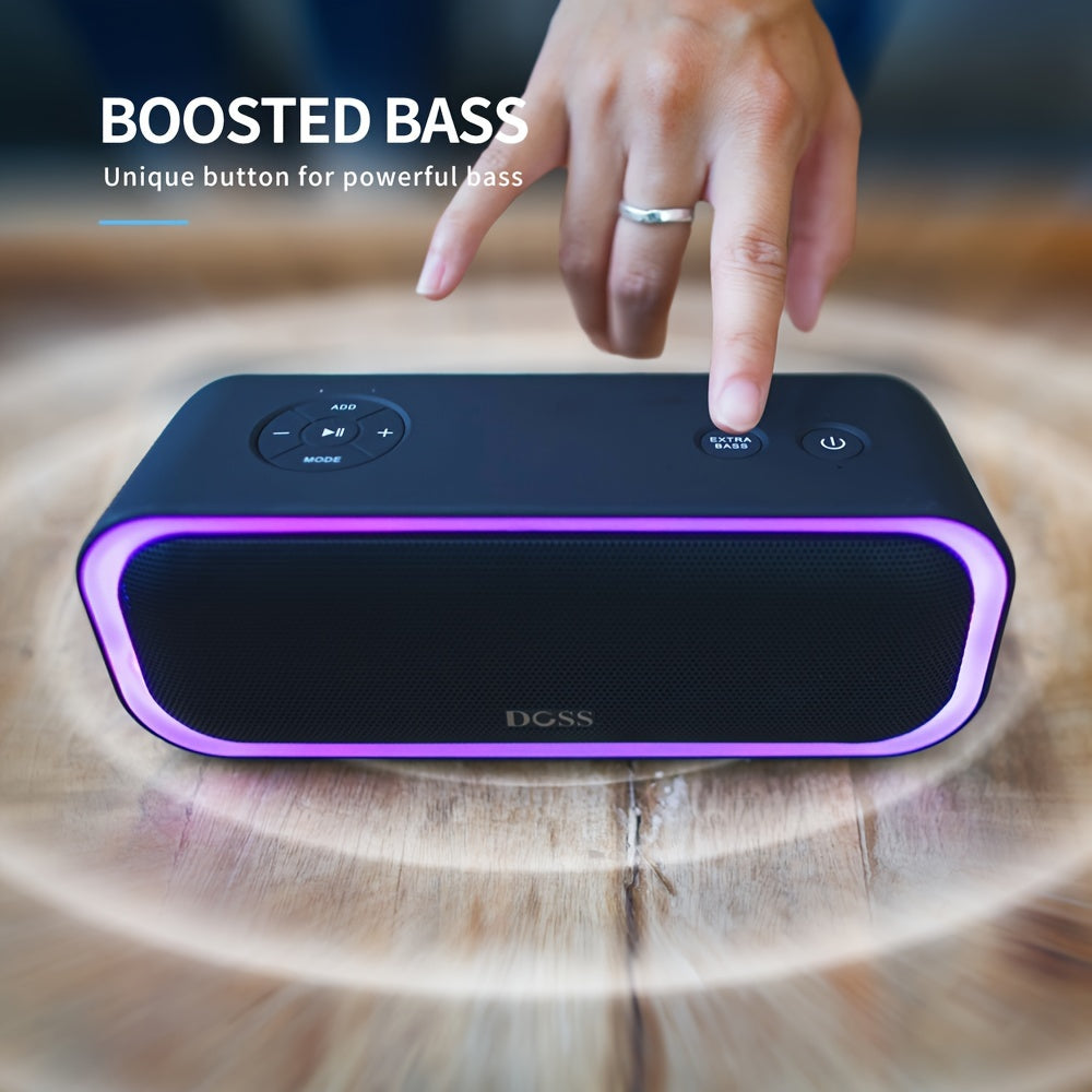 DOSS Wireless Speaker, SoundBox Pro, Wireless 5.0 with 20W Stereo Sound, Active Extra Bass, Ture Wireless Stereo Pairing, Beat-Driven Lights, 20 Hours Playtime, Portable Speaker for Indoor Outdoor