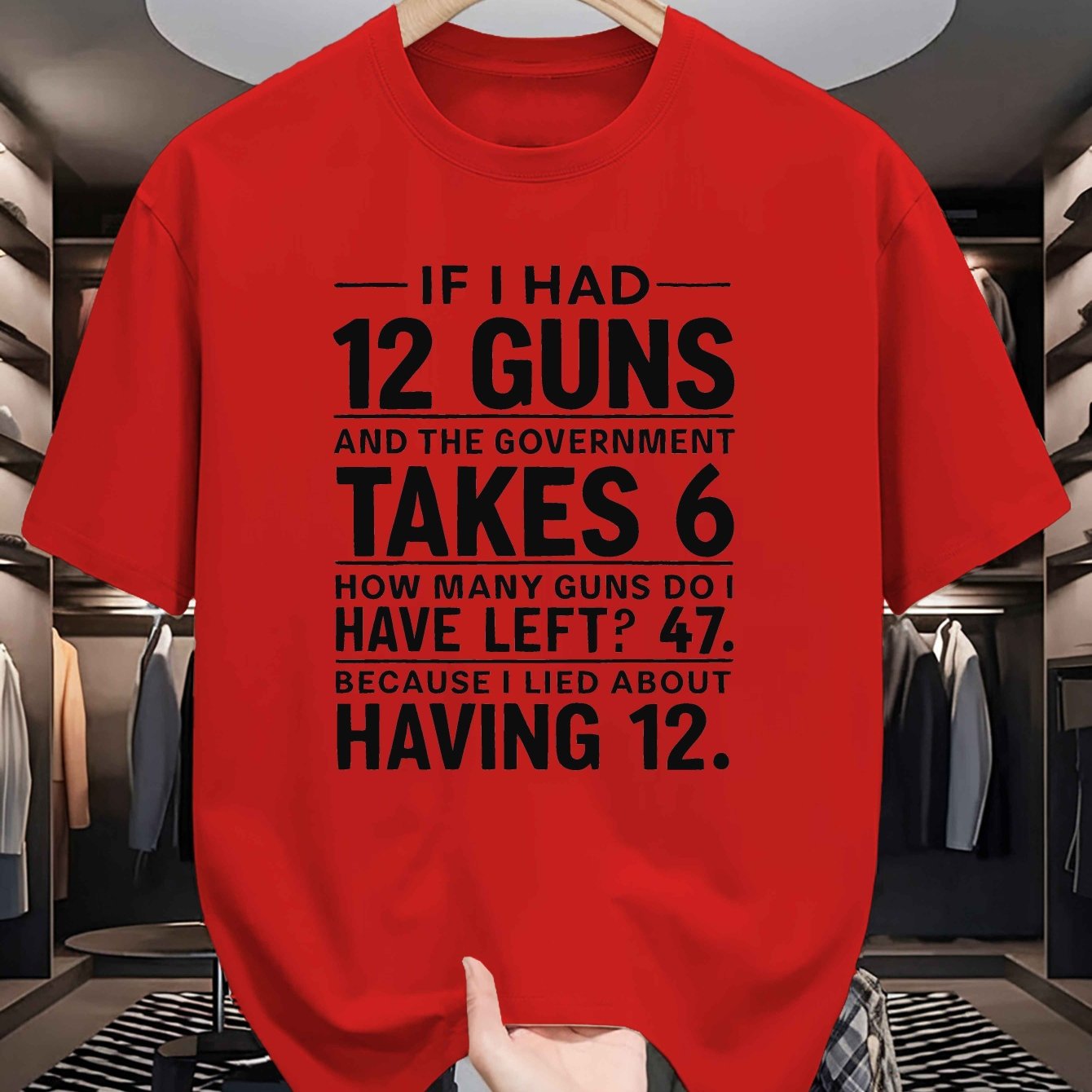 Men's 'If I Had 12 Guns' Graphic Tee - Casual Short-Sleeve T-Shirt, Breathable Polyester Blend, Perfect for Summer