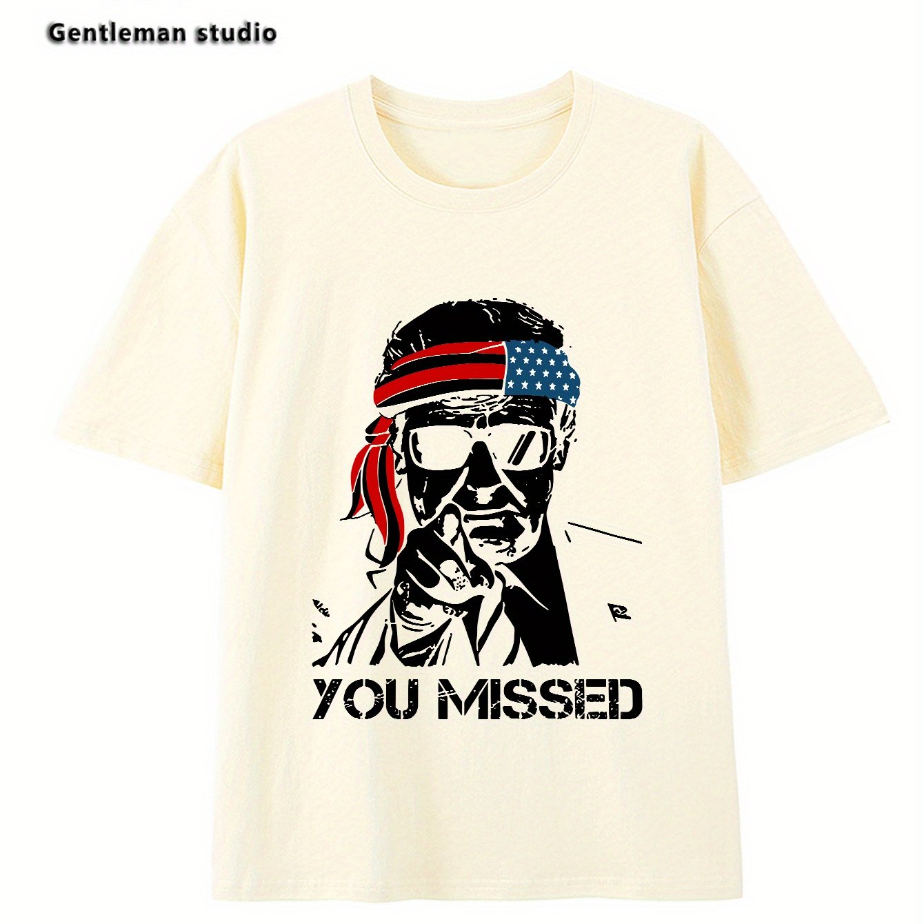 YOU MISSED Print Tee Shirt, Tees for Men, Casual Short Sleeve T-shirt for Summer