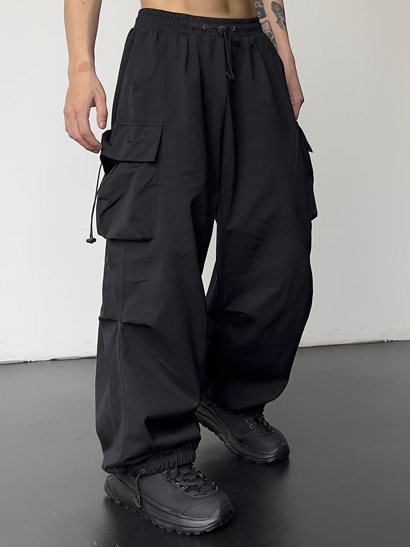 Men's Casual Y2k Loose Fit Cargo Pants, Chic Street Style Flap Pocket Pants