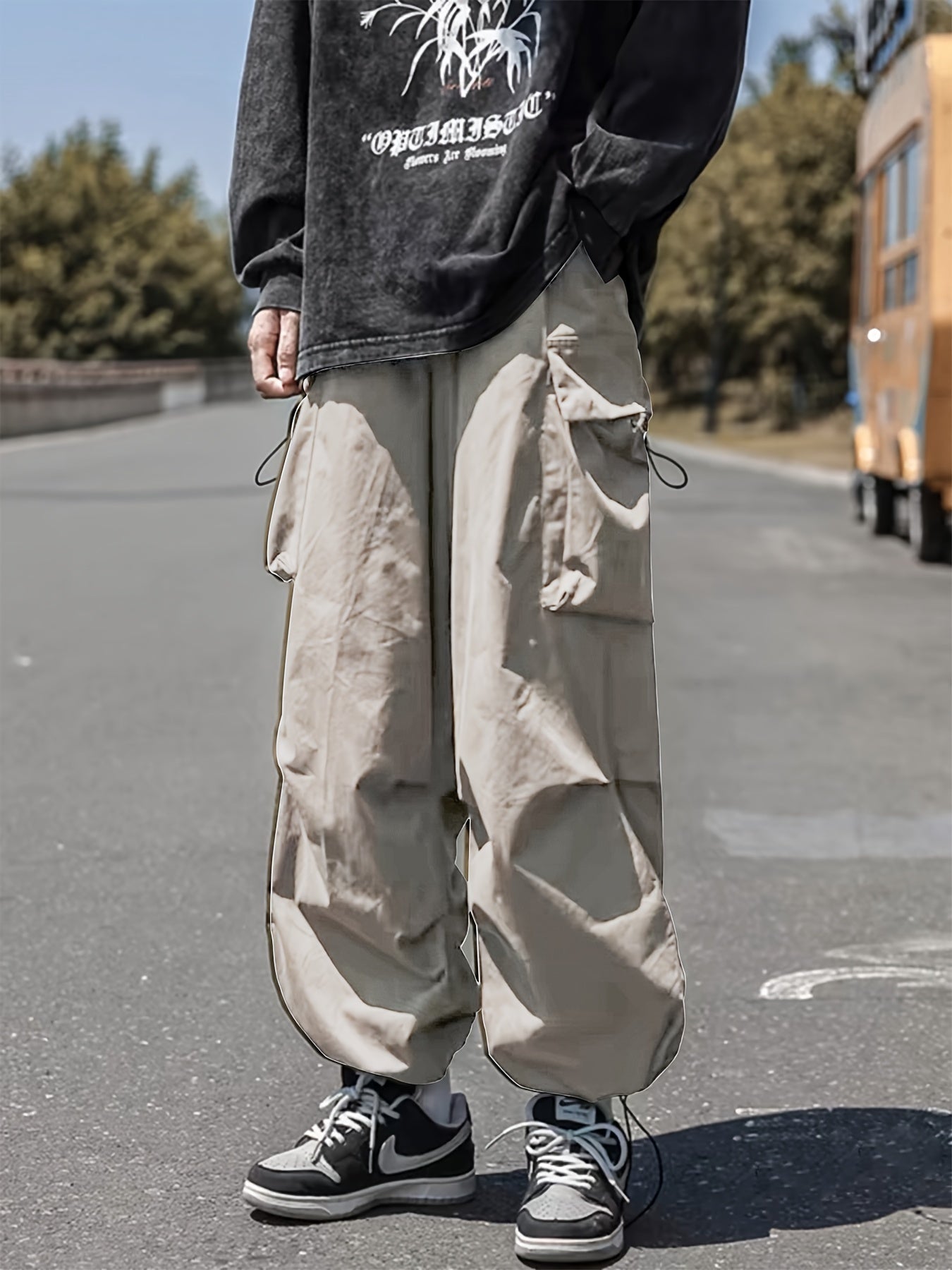 Men's Casual Y2k Loose Fit Cargo Pants, Chic Street Style Flap Pocket Pants