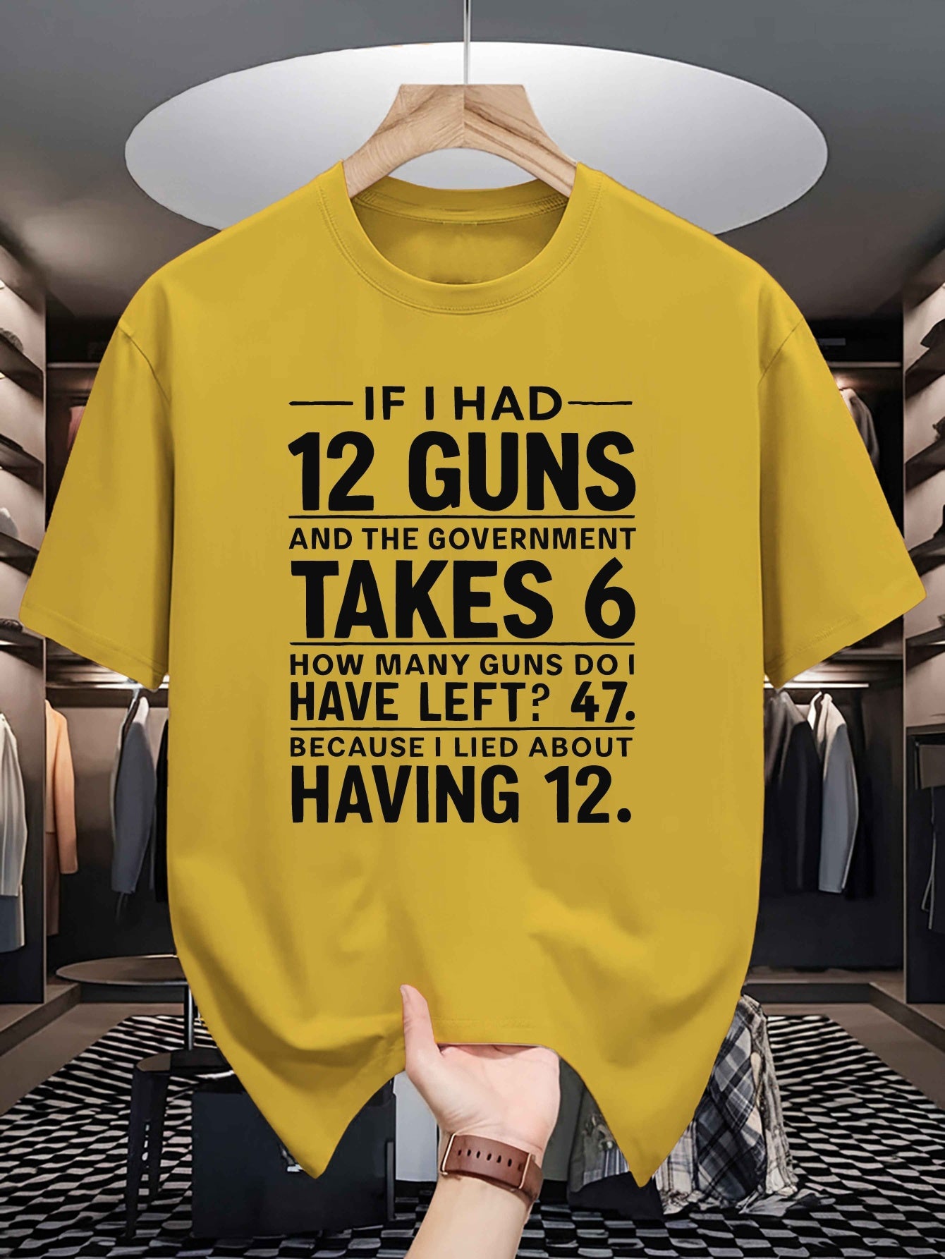 Men's 'If I Had 12 Guns' Graphic Tee - Casual Short-Sleeve T-Shirt, Breathable Polyester Blend, Perfect for Summer