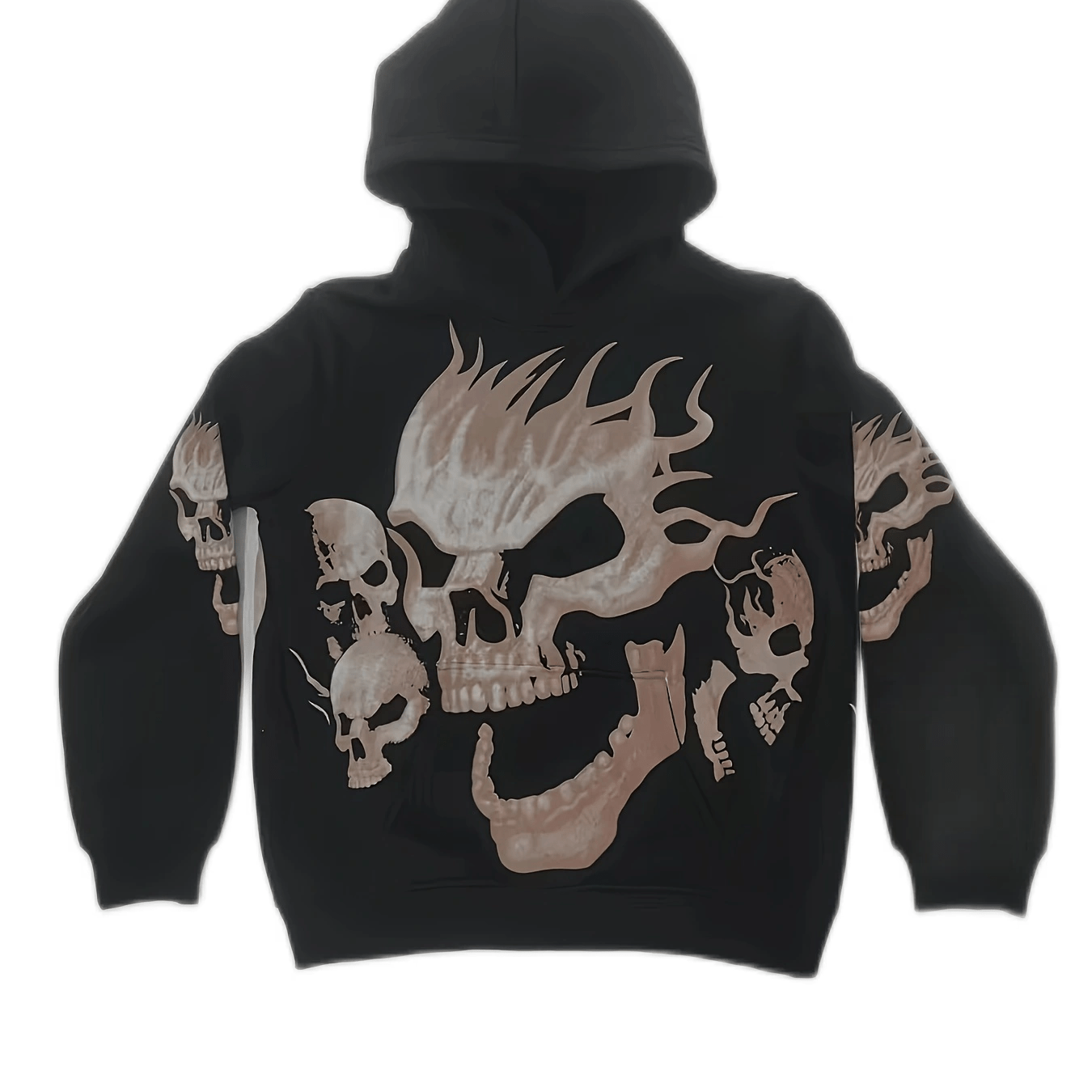 Skull Print Loose Hoodie, Casual Long Sleeve Kangaroo Pocket Sweatshirt, Women's Clothing