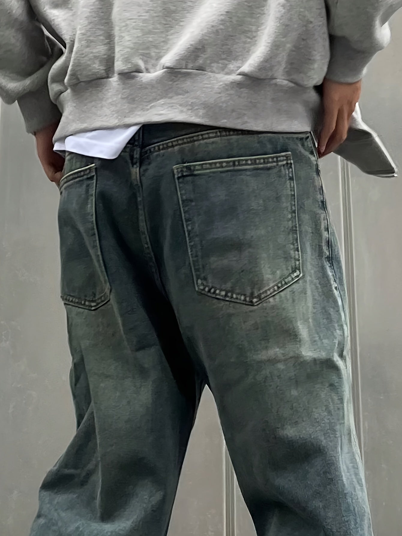 Men's Loose Fit Wide Leg Jeans, Men's Stylish Comfy Denim Pants, Street Style Fashion