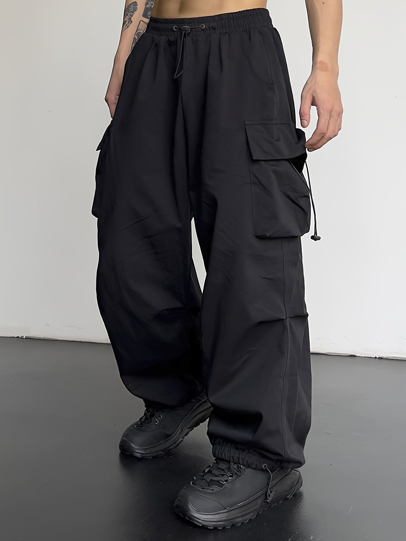 Men's Casual Y2k Loose Fit Cargo Pants, Chic Street Style Flap Pocket Pants