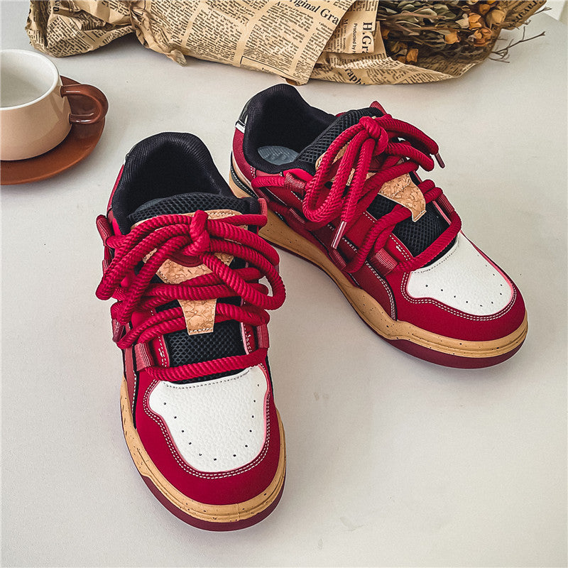 Women's casual sneakers with new college wind niche fashion Joker non-slip soft-soled warm bread shoes.