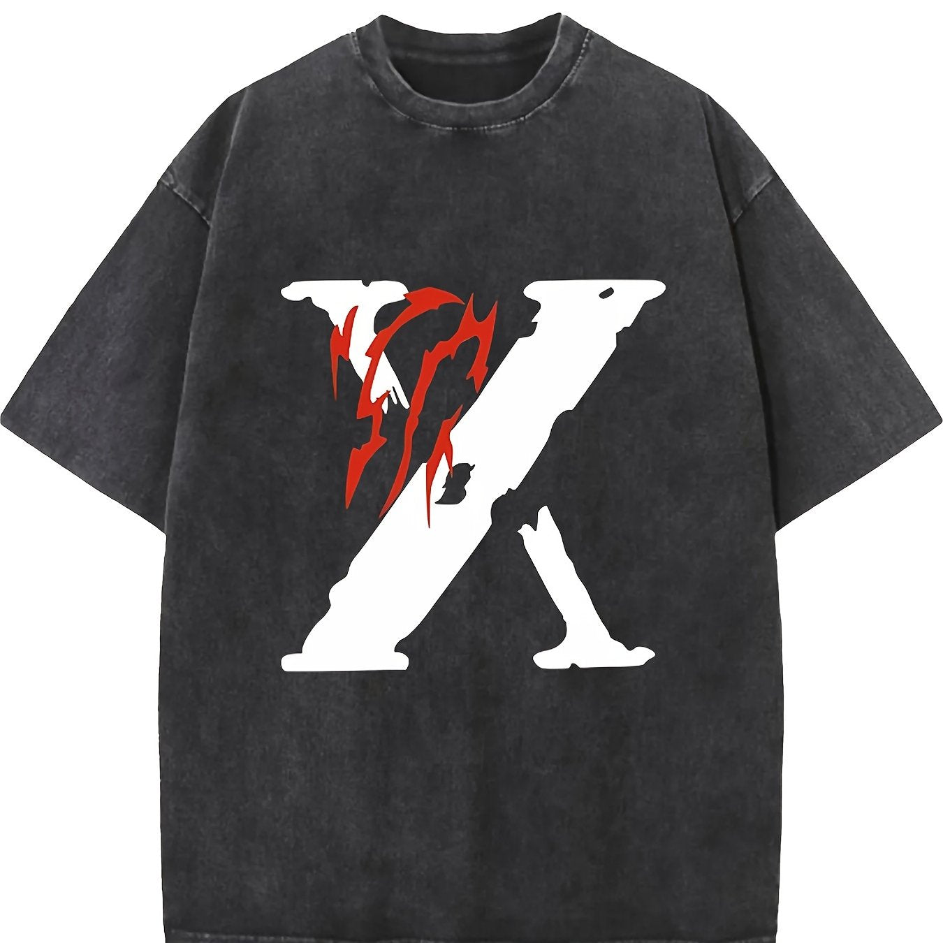 X washed cotton T-shirt, all cotton, casual sports style top T-shirt, trendy and fashionable street style, suitable for travel and sports wear