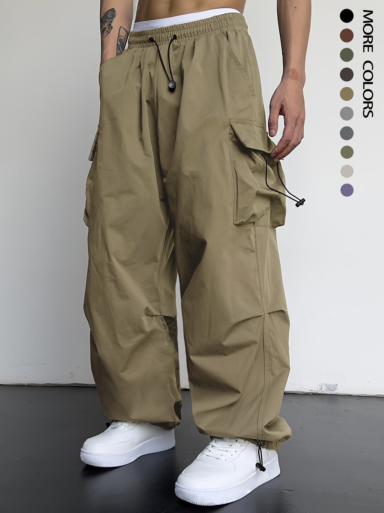 Men's Casual Y2k Loose Fit Cargo Pants, Chic Street Style Flap Pocket Pants