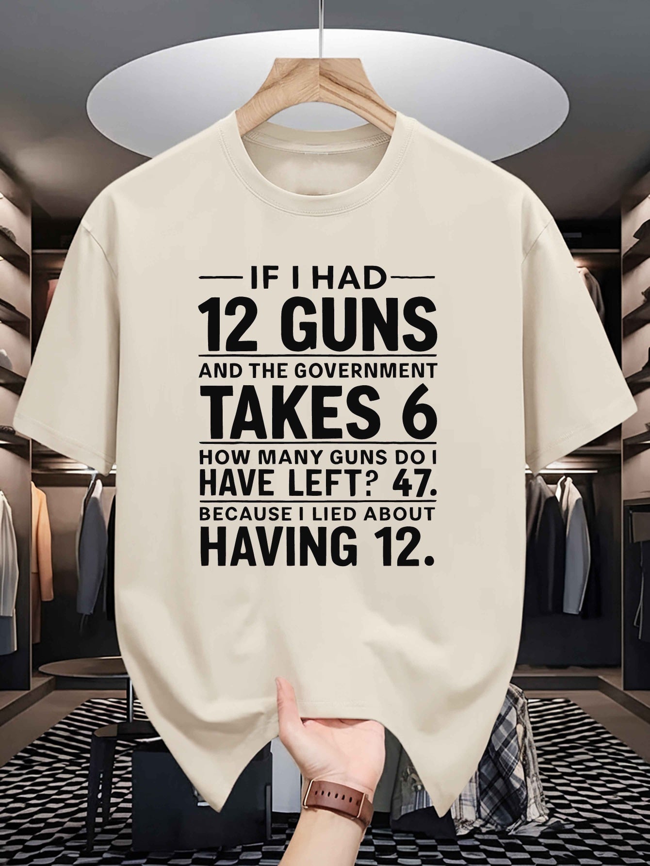 Men's 'If I Had 12 Guns' Graphic Tee - Casual Short-Sleeve T-Shirt, Breathable Polyester Blend, Perfect for Summer