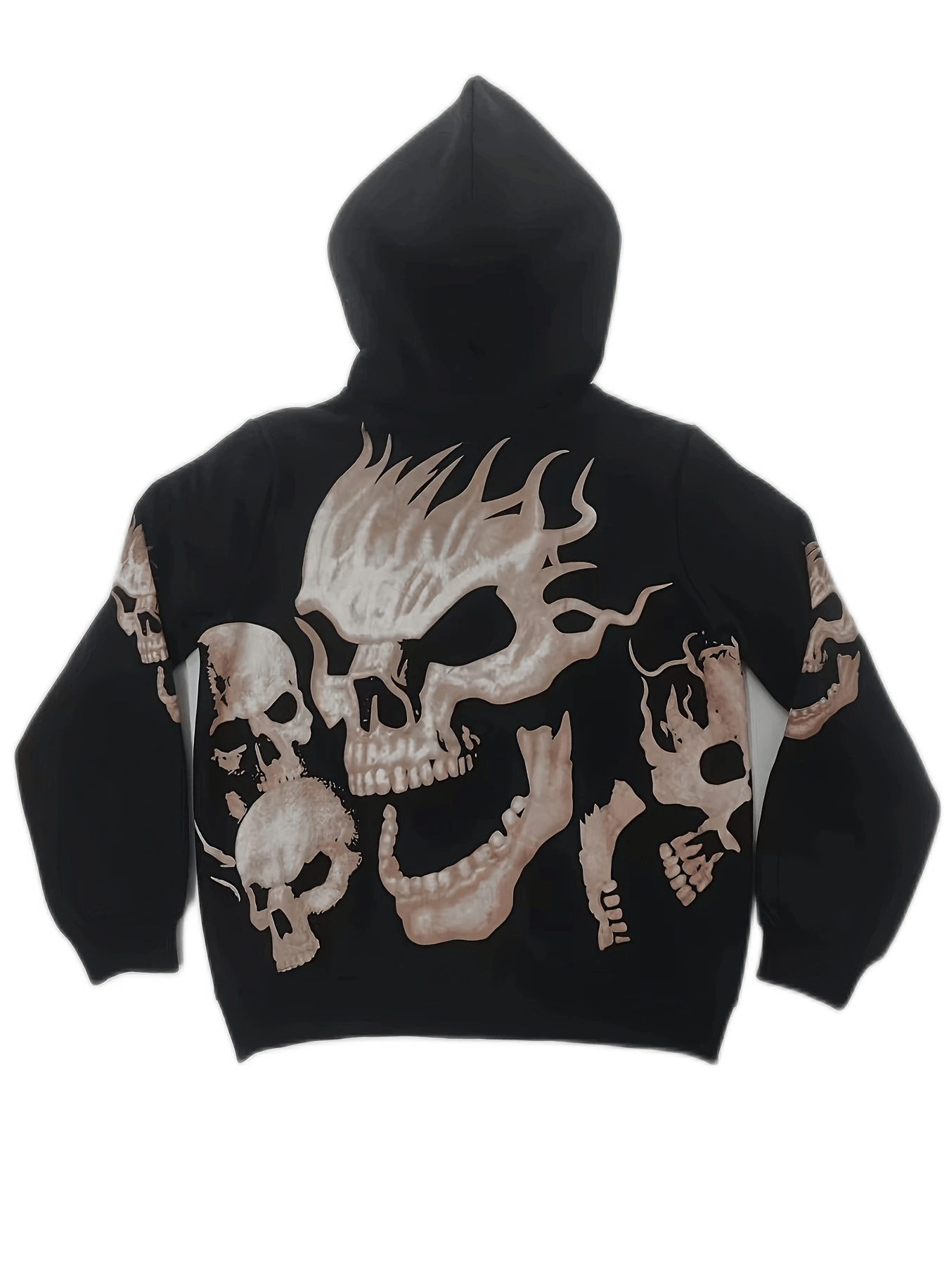 Skull Print Loose Hoodie, Casual Long Sleeve Kangaroo Pocket Sweatshirt, Women's Clothing