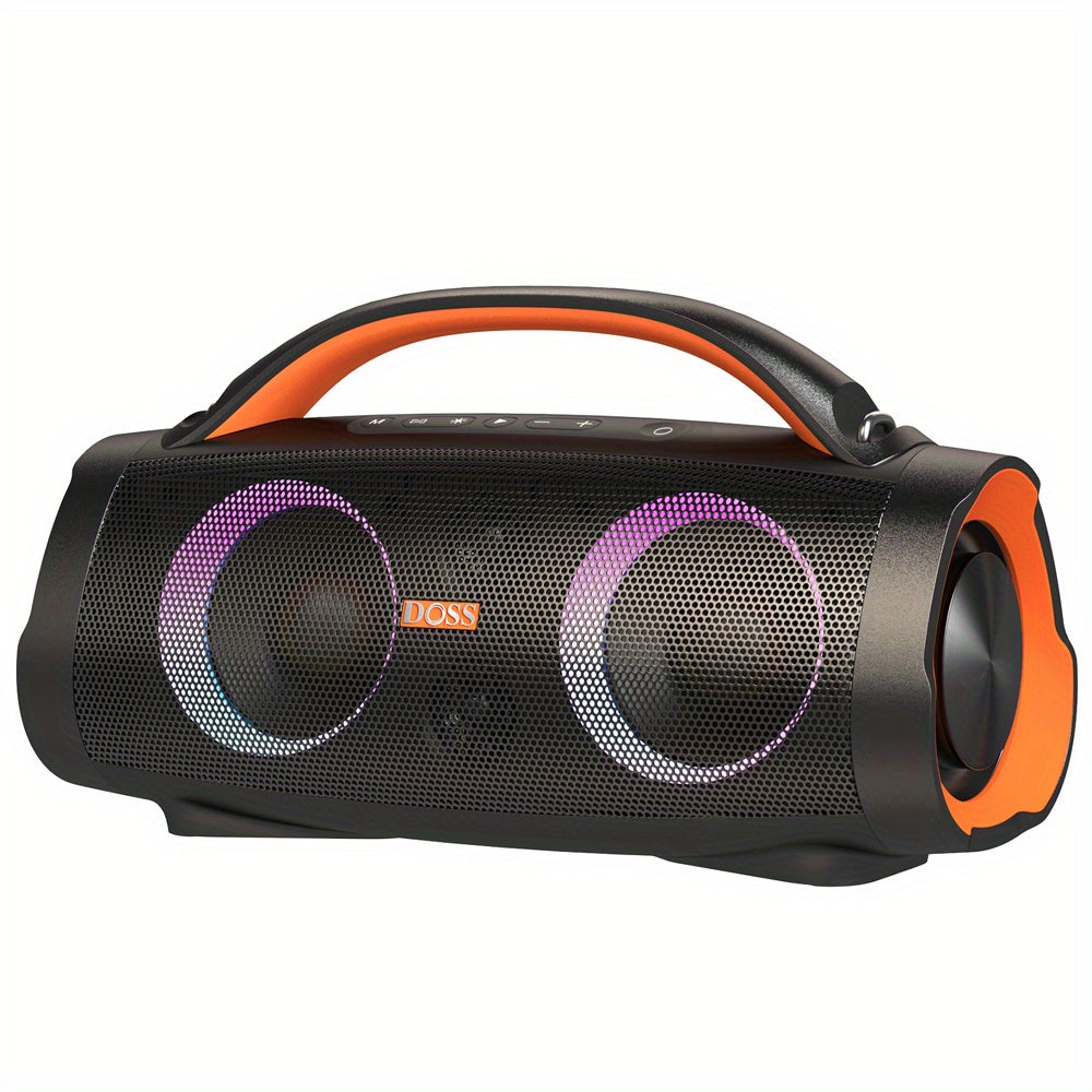 DOSS Extreme Boom+ Portable Speaker with Wireless 5. 3, 100W Stereo Sound, Rich Bass, 20H Playtime, Built-in Power Bank, Mixed Color Light, Outdoor Speaker for Camping, Pool, Beach, Yard