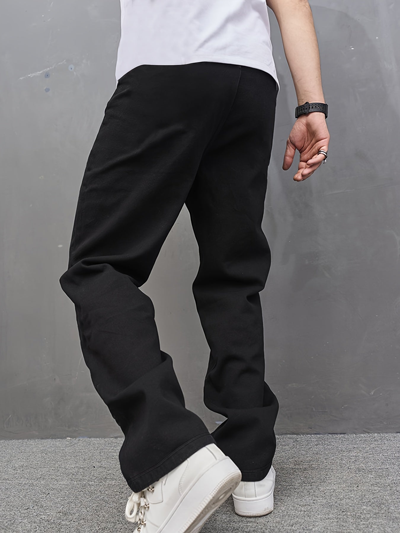 Men's Casual Loose-Fit Joggers with Geometric Print - Drawstring, Stretch Fabric, Machine Washable