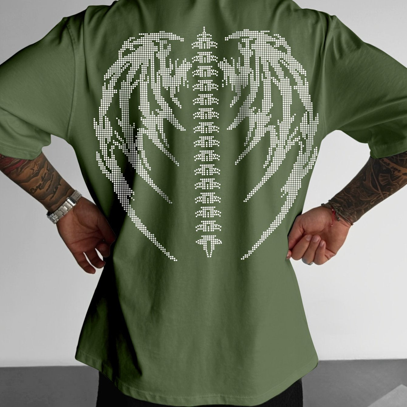 Big Wings Print, Men's Niche Crew Neck Tees, Casual Comfy T-shirts For Men, Clothing Tops For Summer