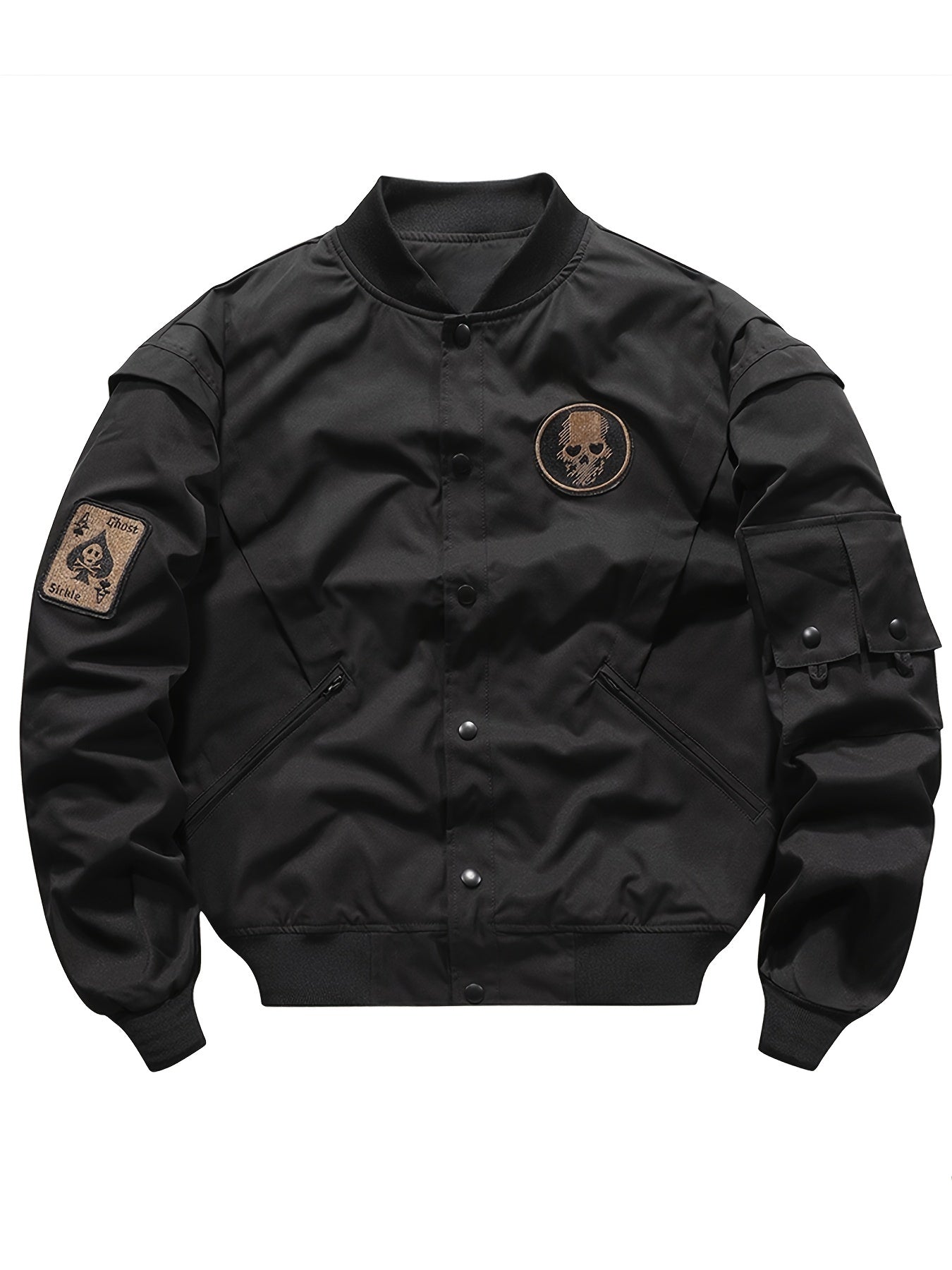 Men's Baseball Collar Lightweight Military Bomber Windbreaker Embroidery Varsity Jacket