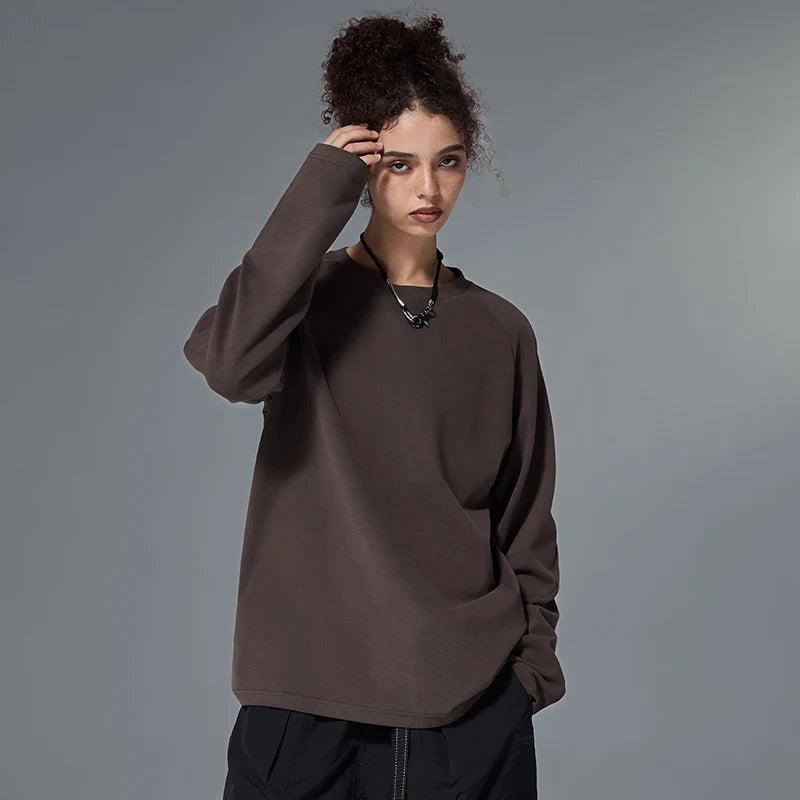 INFLATION Double-Sided Fleece Long-sleeved Thisrts Unisex Breathable Oversized Tees