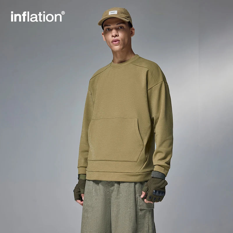 INFLATION Premium Cozy Sweatshirts Unisex Winter Warm 410gsm Fleece Loose Drop Shoulder Crewneck